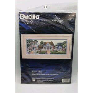 Bucilla Counted Cross Stitch Kit Summer Village 18x6 Erin Dertner 1996 Sealed